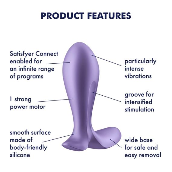 Анальна пробка Satisfyer Intensity Plug Purple силіконова водонепроникна вібропробка з 12 режимами | Зображення 6
