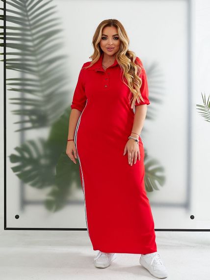 Женское спортивное платье длинное с разрезами MN141 цвет красный, размер 54/56 | Зображення 4