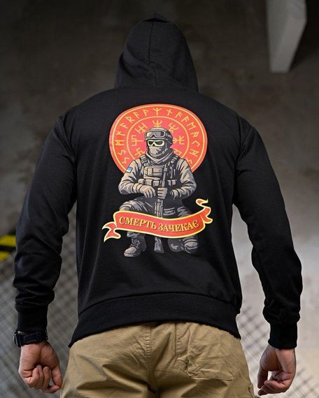 Мілітарі Худі Смерть Зачекає black ПП7777 | Зображення 2