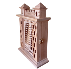 Ключниця Handmade настінна дерев'яна на стіну у вигляді башти Бежевий (ke-17)