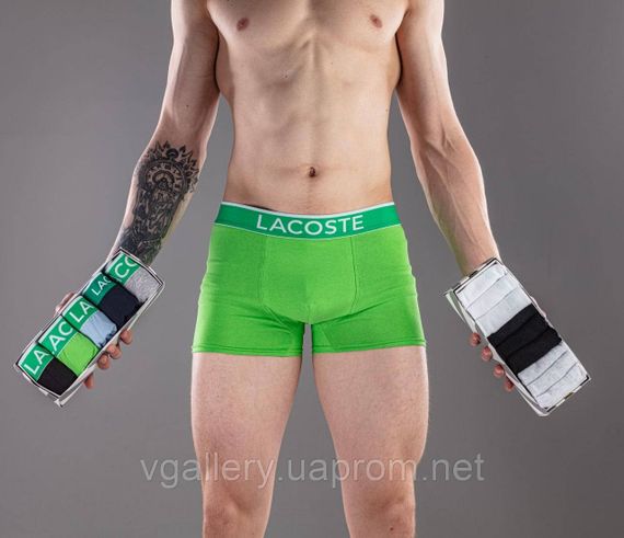 Подарунковий набір чоловічих трусів Lacoste в коробці - ціна поштучно  - розмір XL | Зображення 5