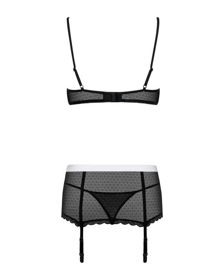 Эротический костюм горничной Obsessive Maidme set 5pcs L/XL, бюстгальтер, пояс с фартуком, чулки, ст | Зображення 5