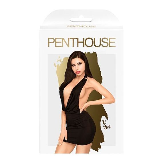 Мінісукня Penthouse Heart Rob L/XL Black, хомут, глибоке декольте, мініатюрні стрінги | Зображення 2