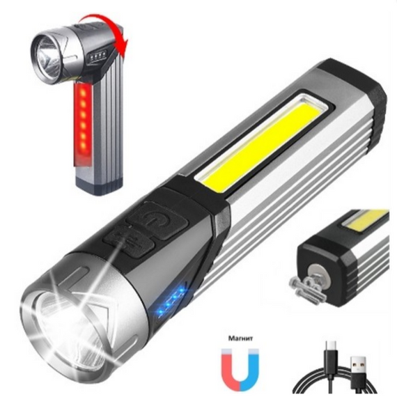 Ручний ліхтар 508-OSL+COB, білий/червоний, Li-Ion, магніт, Type-C | Зображення 1