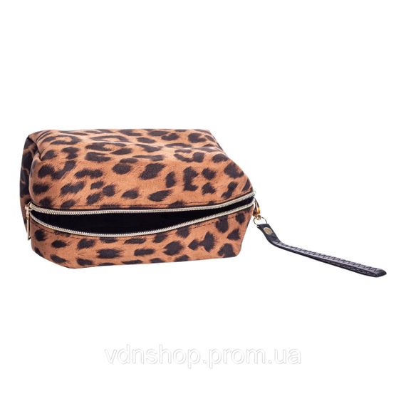 Набір велюрових жіночих косметичок для дому 2 (шт) дорожня косметичка в сумку для косметики, макіяжу, ліків, пензлів Леопард | Зображення 1