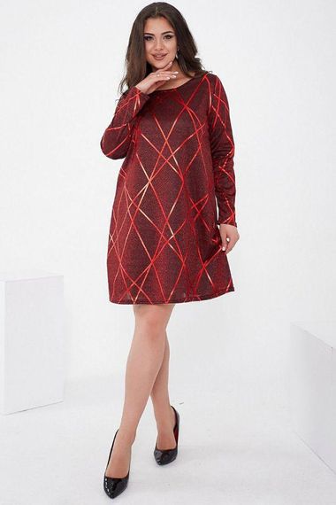 Короткое платье красного цвета из люрекса 153R4052 | Зображення 1