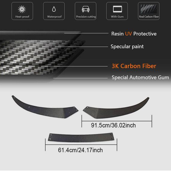 Накладка на передний бампер Lip V1 (2015-2020, Карбон) для Ауди R8 2015- гг | Зображення 5