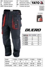 Штаны рабочие YATO Польша DUERO размер L 65%/35% полиэстер/хлопок YT-8027
