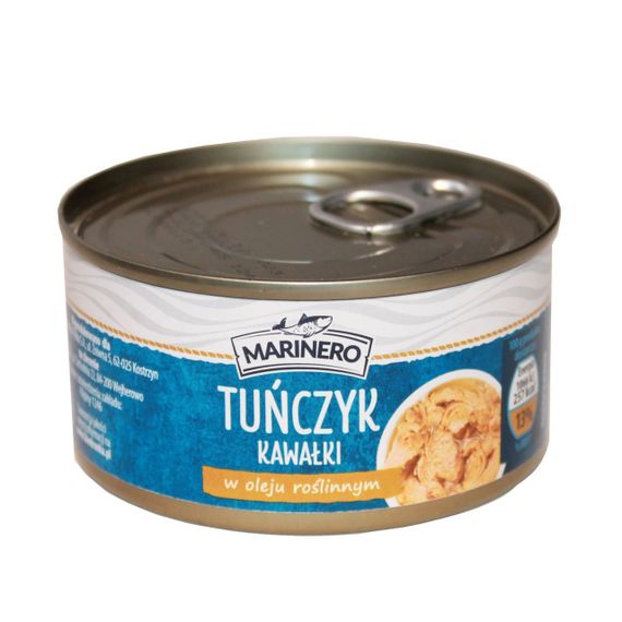 Тунець шматками в рослинному маслі Marinero Tunczyk, 160г, Польща, у жерстяній банці