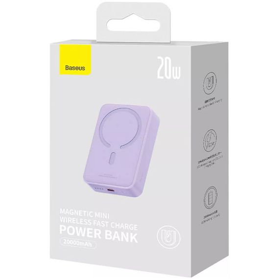 Портативний ЗП Power Bank Baseus Magnetic Mini OS 20W c БЗП 10000 mAh (PPCX110105) Purple | Зображення 5