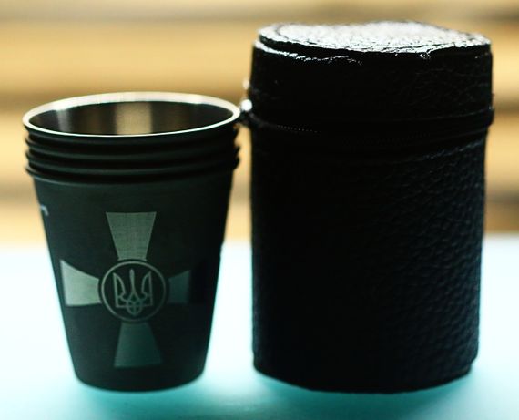 Металлические рюмки 30 мл с гравировкой ВСУ карты Украина трезуб пиксель 4 шт подарок рюмки для патриота военн | Зображення 6