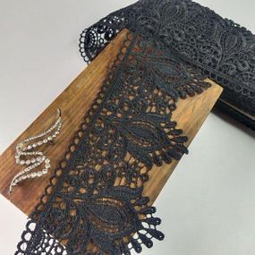 (1 метр) Кружево макраме  9см Цвет - Черный (42М-G0105-2)