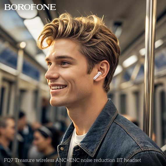 Бездротові навушники BOROFONE FQ7 Treasure wireless ANC+ENC noise reduction BT headset White | Зображення 3