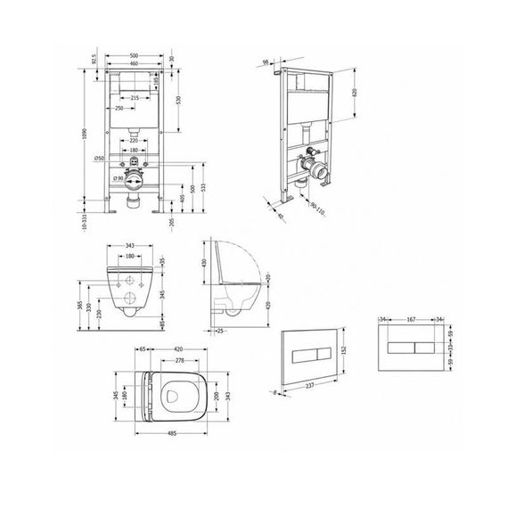 Готовое решение Qtap для ванной комнаты: подвесной унитаз Gemini Ultra Quiet 485x340x350 + комплект инсталляции Standard (линейная | Зображення 1