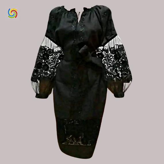 Платье Украинская вышиванка  31967 цвет чёрный размер S/M