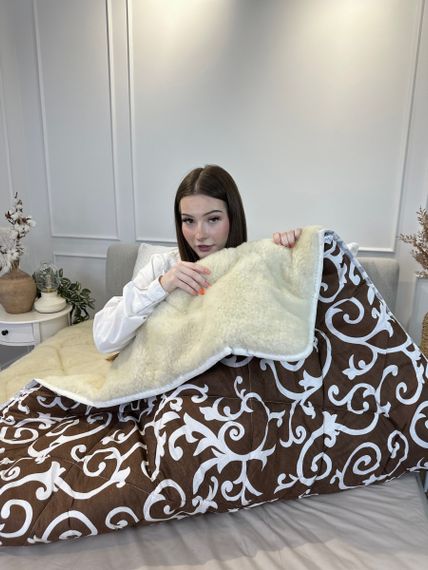 Ковдра євро відкрита зимова з вовни Leri Max 21512 195х210 см коричнева | Зображення 7