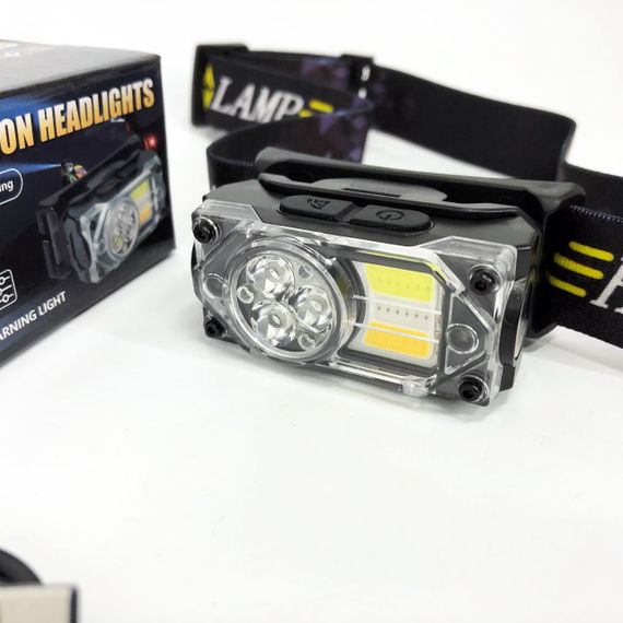 Ліхтар налобний YY-19B-3SMD+2COB(white+yellow+red), Налобний ліхтарик із usb зарядкою | Зображення 1