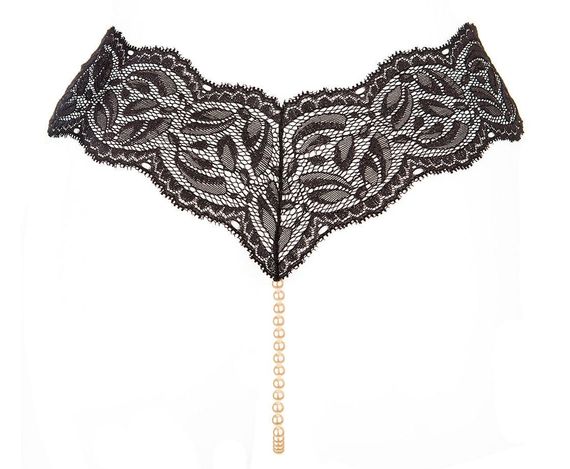 Вишукані стрінги з перлами Bracli Tonga Paris, Чорний, L, L | Зображення 1