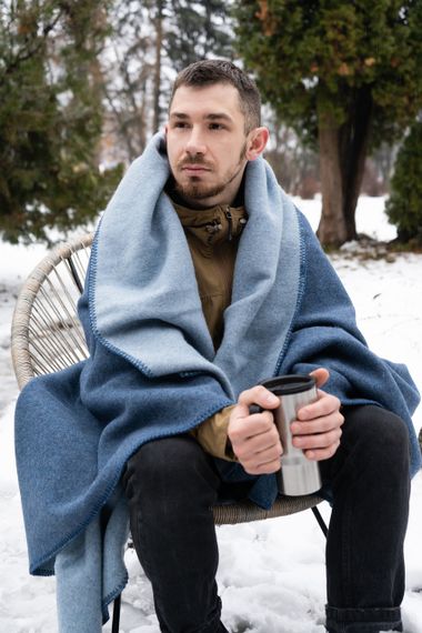 Плед-ковдра вовняна синя/блакитна Love You 150 х 215 см | Зображення 7