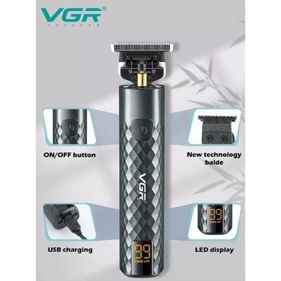 Триммер для стрижки волос, усов, бороды VGR V-077 с USB зарядкой, RP-737 металлический корпус | Зображення 6