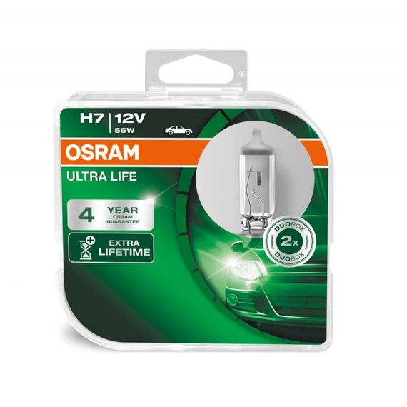 Комплект галогеновых ламп Osram 64210ULT UltraLife H7 55W 12V PX26d 10X2 HardDuopet | Зображення 1