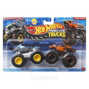 Подарочный набор 2 монстр-трака Хот Вилс Оригинал Hot Wheels Monster Trucks Slam Prix Vs Dodge Charger