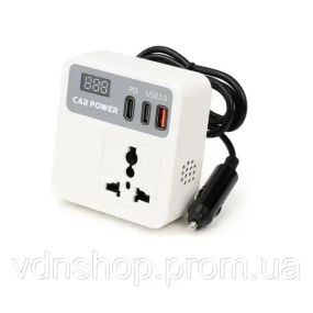 Автомобільний інвертор 12V-220V з USB та Type-C PD, Car Power, з дисплеєм