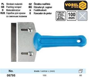 Скребок со сменным лезвием Польша l=100 мм VOREL-06795