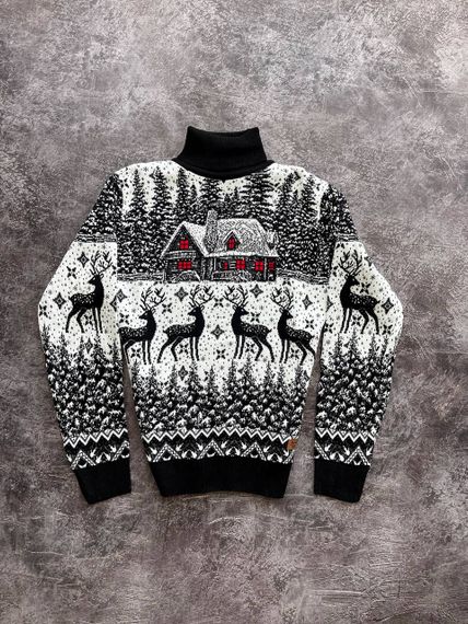 Мужской новогодний свитер Олени домик PA0001 цвет черный, размер L | Зображення 3