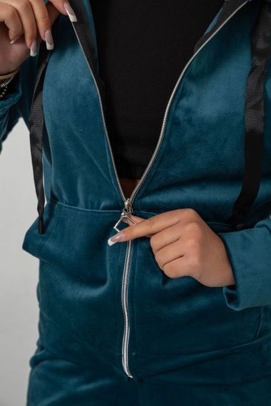 Спортивный костюм женский велюровый, цвет изумрудный, 257R4119 | Зображення 4