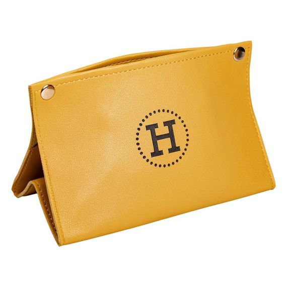 Серветниця з еко шкіри 20×7.5×11.5 см для серветок на кнопках Жовтий HP-3-213Y | Зображення 1