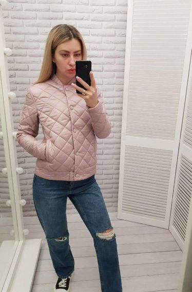 Куртка з ефектом стьобання, арт.310, пудра | Зображення 9