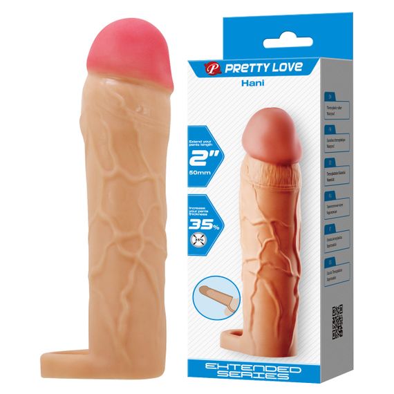 Насадка на член - Pretty Love Hani Penis Extender +2" Flesh sexstyle | Зображення 1