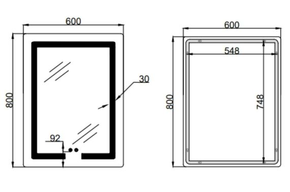 Дзеркало Lidz Kubis (KU2) 600х800 мм з LED-підсвічуванням Touch LD78LF937608048449 | Зображення 1
