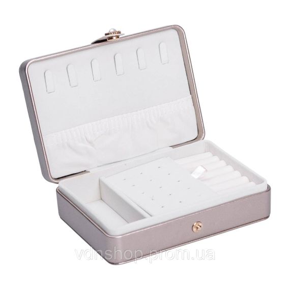 Скринька для прикрас з еко шкіри 16×11×4.7 см органайзер для ювелірних виробів HP-5-30GOLD | Зображення 2