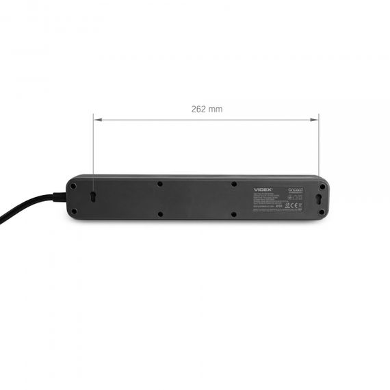 Мережевий подовжувач VIDEX ONCORD з/з 4п 3м (3x1.5мм) 3.4А USB(QC3.0) +USB-C(PD20W) з кнопкою Black | Зображення 6