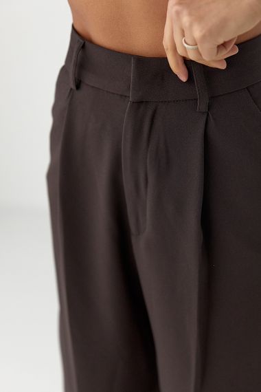 Класичні жіночі штани-палаццо зі складками - коричневий цвет, 38р (є розміри) | Зображення 3