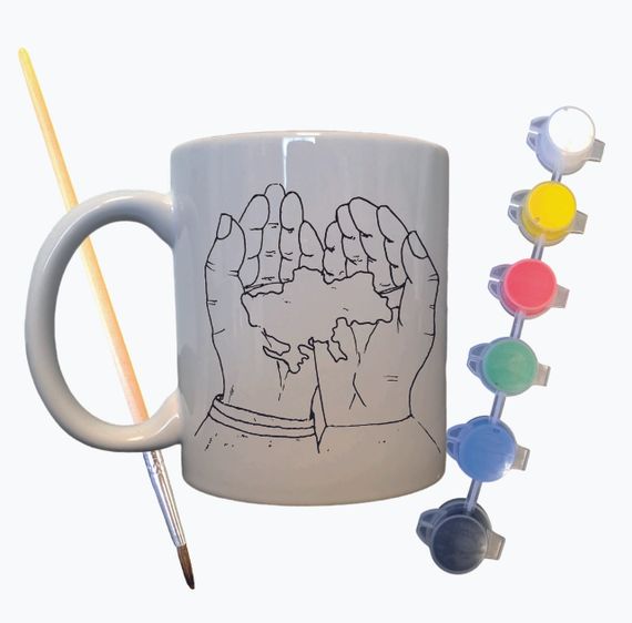 Набір для творчості кружка розмальовка "Я Люблю Україну" 330 мл біла | Зображення 1