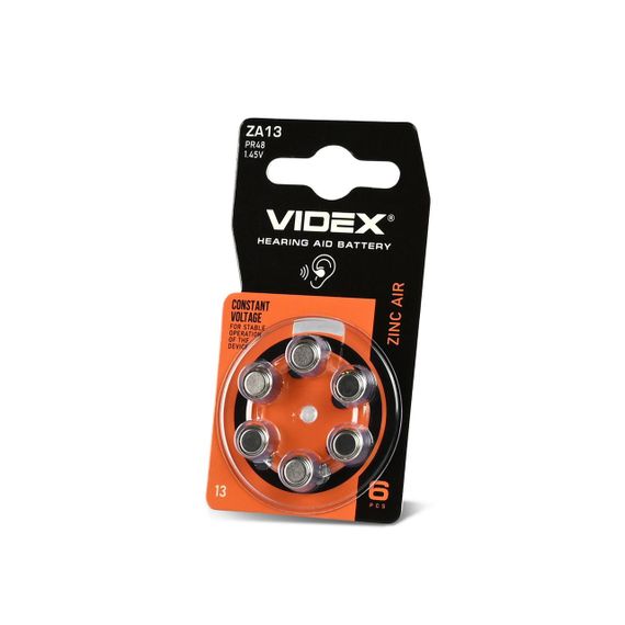Воздушно-цинковая батарейка Videx ZA13 (PR48) BLISTER 6