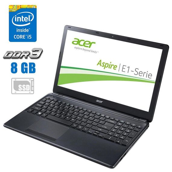 Ноутбук Б-класс Acer Aspire E1-572G / 15.6" TN / Core i3-4010U (2(4) ядра по 1.7GHz) / 8GB DDR3 / 240GB SSD /Radeon HD 8670M, 1GB DDR3/ WebCam б/у | Зображення 1