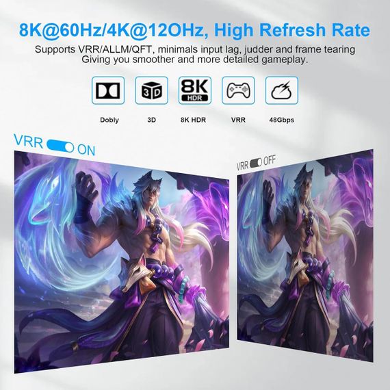 HDMI перемикач 8K 5 в 1 з пультом ДК, HDMI 2.1 Switch з підтримкою 8K@60Hz / 4K@120Hz, Dolby Vision і HDR10 | Зображення 4