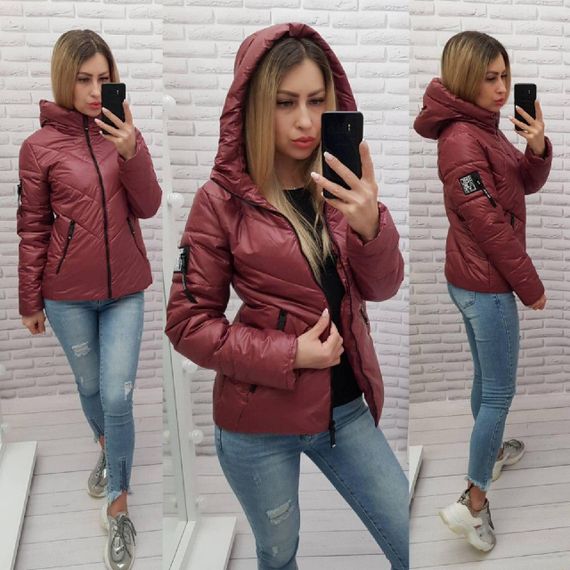 Жіноча демісезонна куртка, арт. 1008, бордо | Зображення 5