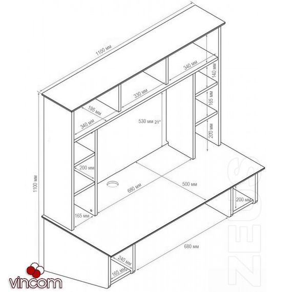 Стол компьютерный навесной Comfy-Home AirTable IV | Зображення 5