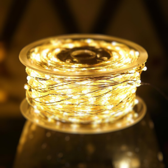 Гірлянда роса 200 метрів гірлянда капля роси з режимами 2000 лед Niki Light гірлянда на пульті вулична гірлянда 220в тепло біла