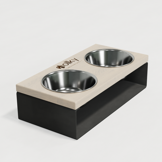 Миски на подставке из цельного металлического листа для собак и котов Hollky SteelWood S (2 × 0,45 л) SWS-36188-GRWH | Зображення 8