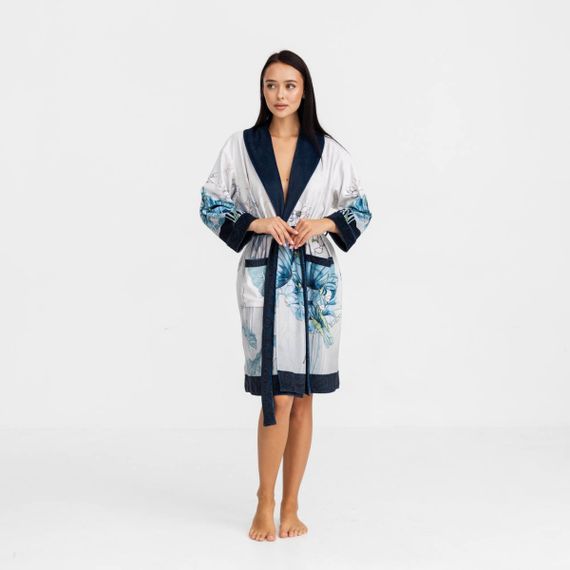 Халат женский из плюшевого велюра эксклюзивный Flower 18291 L-XL | Зображення 1