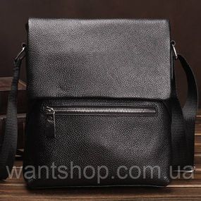 Чоловіча шкіряна сумка месенджер на плече шкіряна сумка барсетка Tiding Bag 53694 чорна