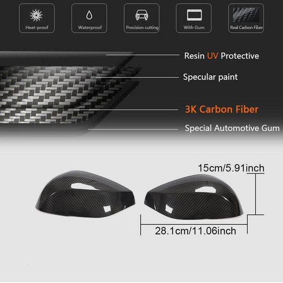 Накладки на Зеркала V2 (Карбон) для Infiniti Q50/Q60 2013-2024 гг | Зображення 6