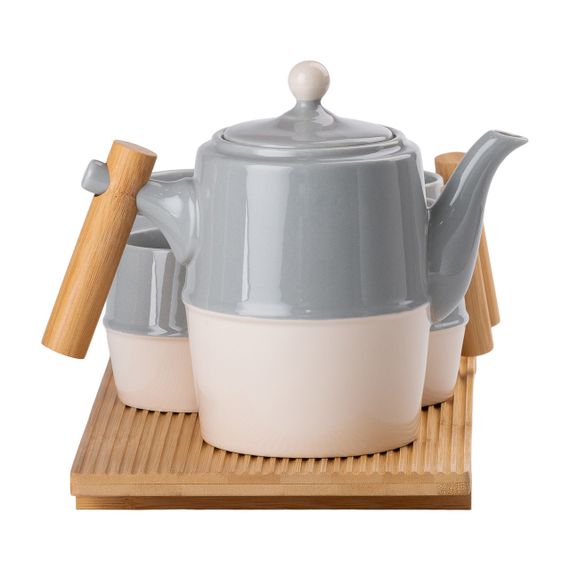 Чайный набор на 6 персон с бамбуковой подставкой серый HP-15-22 | Зображення 5