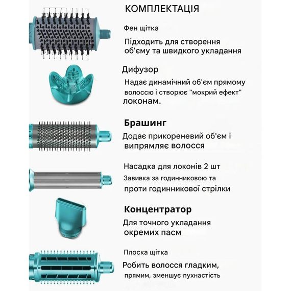 Фен-стайлер VGR 7 в 1 V-477 GREEN 1400 Вт зеленый | Зображення 5